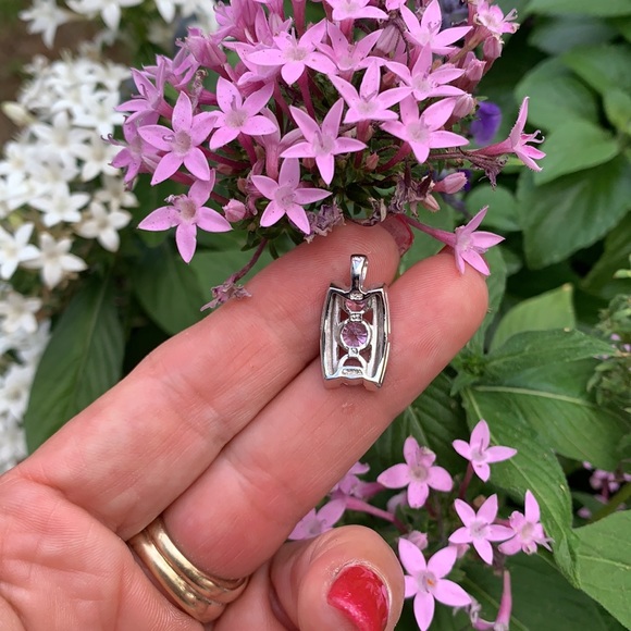 Sterling Silver Pink Cubic Zirconia Small Pendant - Picture 4 of 16